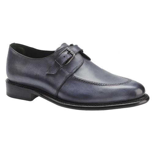 Mezlan "Aguilar" 8149 Grey Hand-Burnished Genuine Calfskin Leather Monk Strap Shoes.